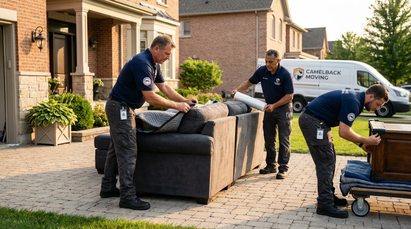 Large estate moving crew wrapping furniture in Salcha, AK