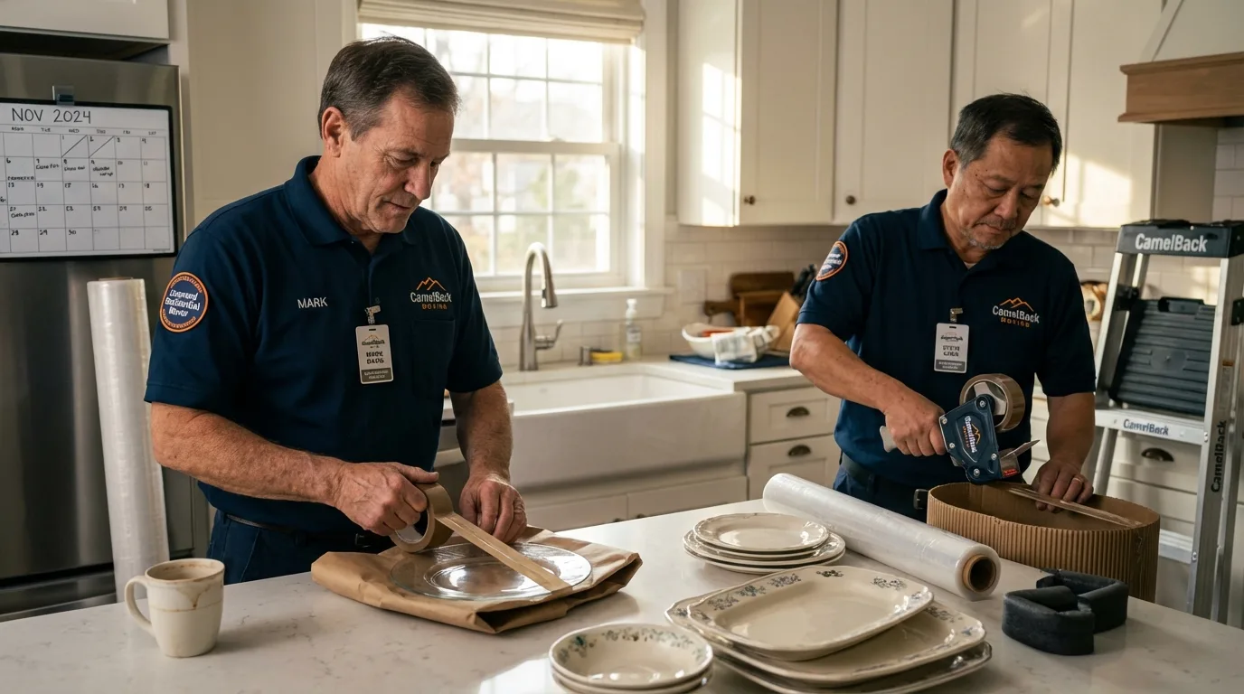 Professional crew packing kitchen dishware in Salcha, AK